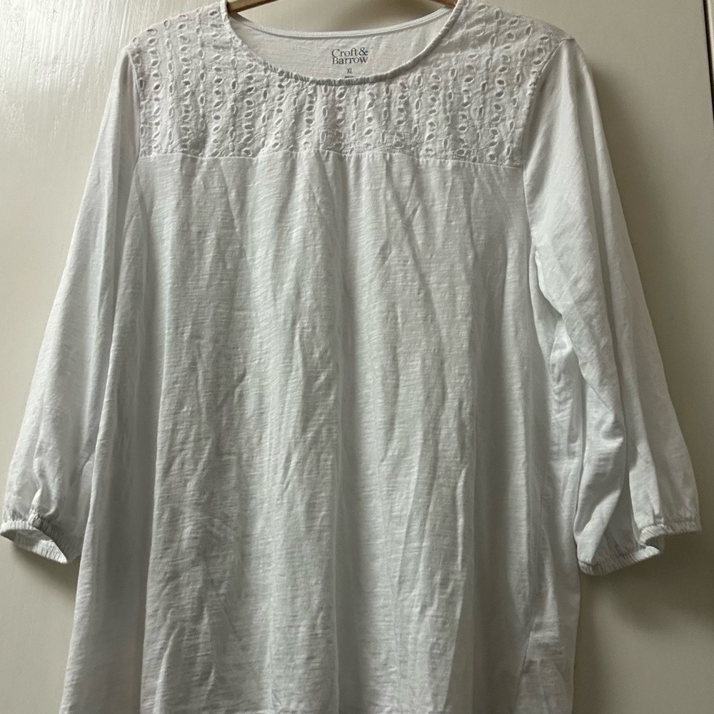 Croft & Barrow White Eyelet Blouse